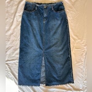 Vintage Denim Maxi with Frayed Hem Coastal Cowgirl Size 12